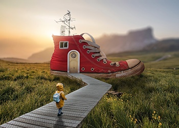 林中小屋PS合成海报